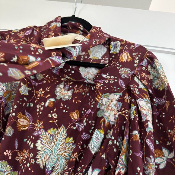 NWT Ulla Johnson Lula Mini Dress in Heliotrope Silk Floral High Neck Long Sleeve - Picture 10 of 13
